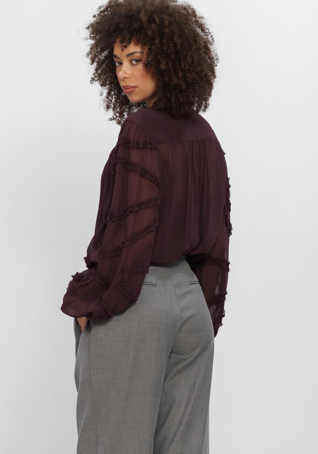 Bordeaux DANTE6 Blouses LARA RUFFLE DETAIL BLOUSE - large