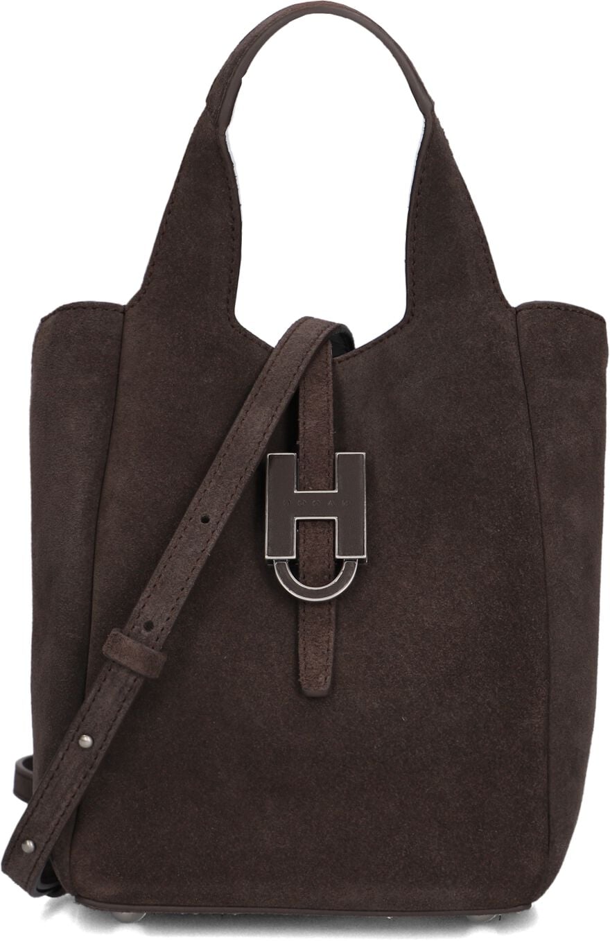 Hogan Hogan Handtas Dames H01x Shopping H, Materiaal: Suède, Kleur: Bruin