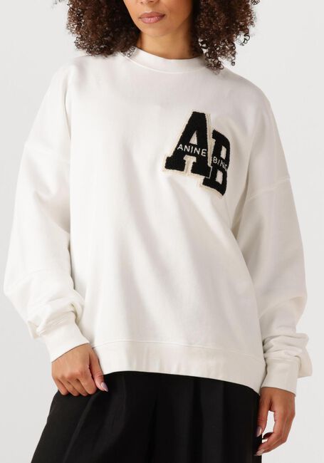 Witte ANINE BING Sweater MILES OVERSIZED SWEATSHIRT LETTERMAN - large