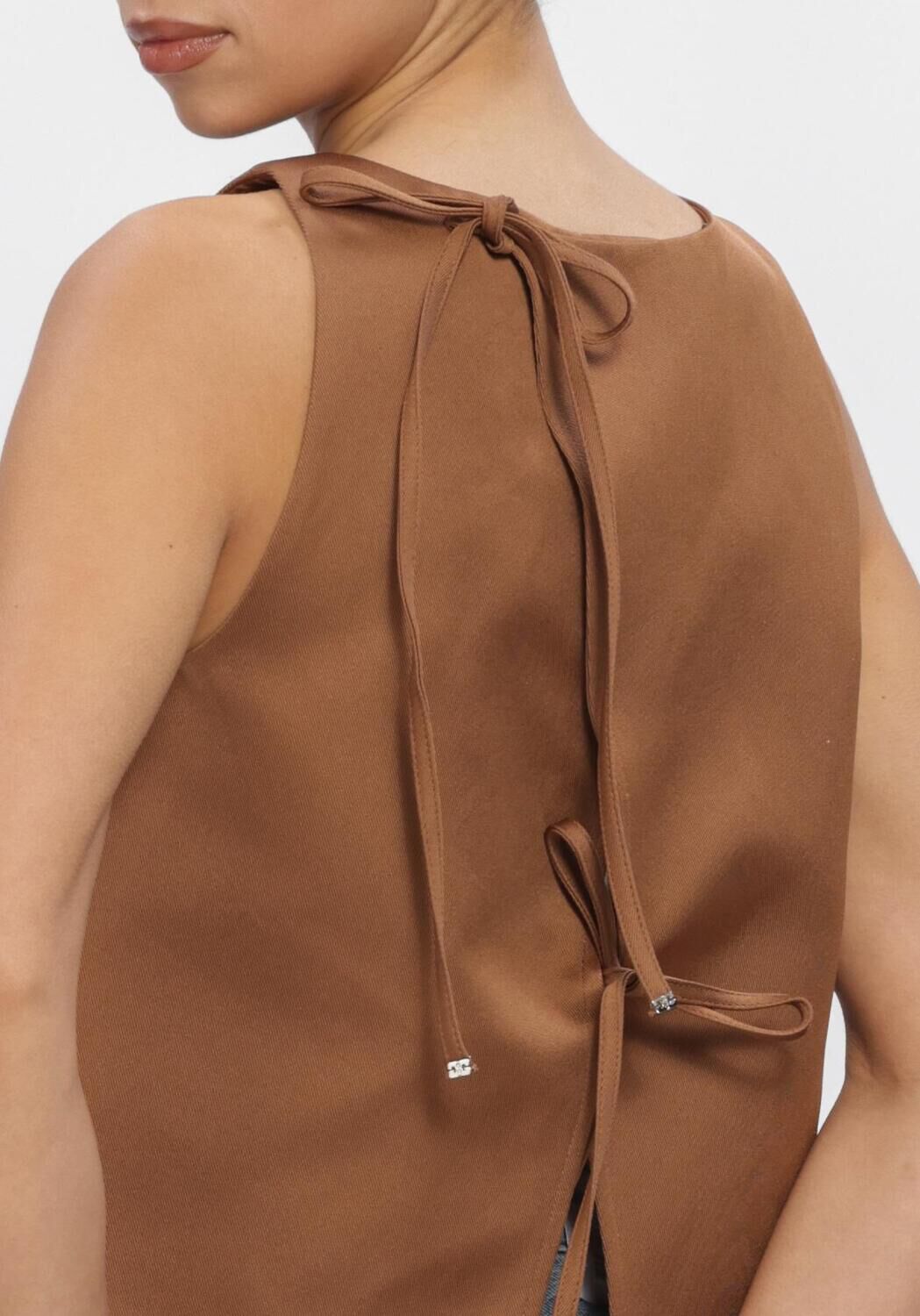 Beige GANNI Top CROSSOVER OPEN BLACK TOP - large
