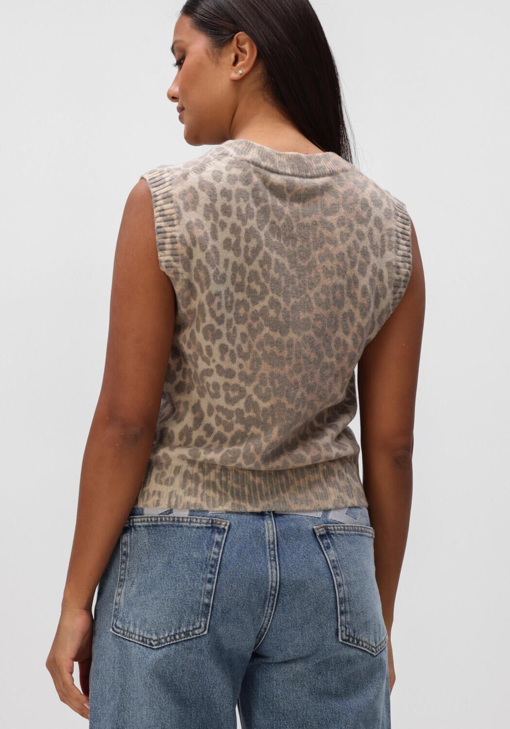 Beige GANNI Trui GRAPHIC WOOL VEST - large