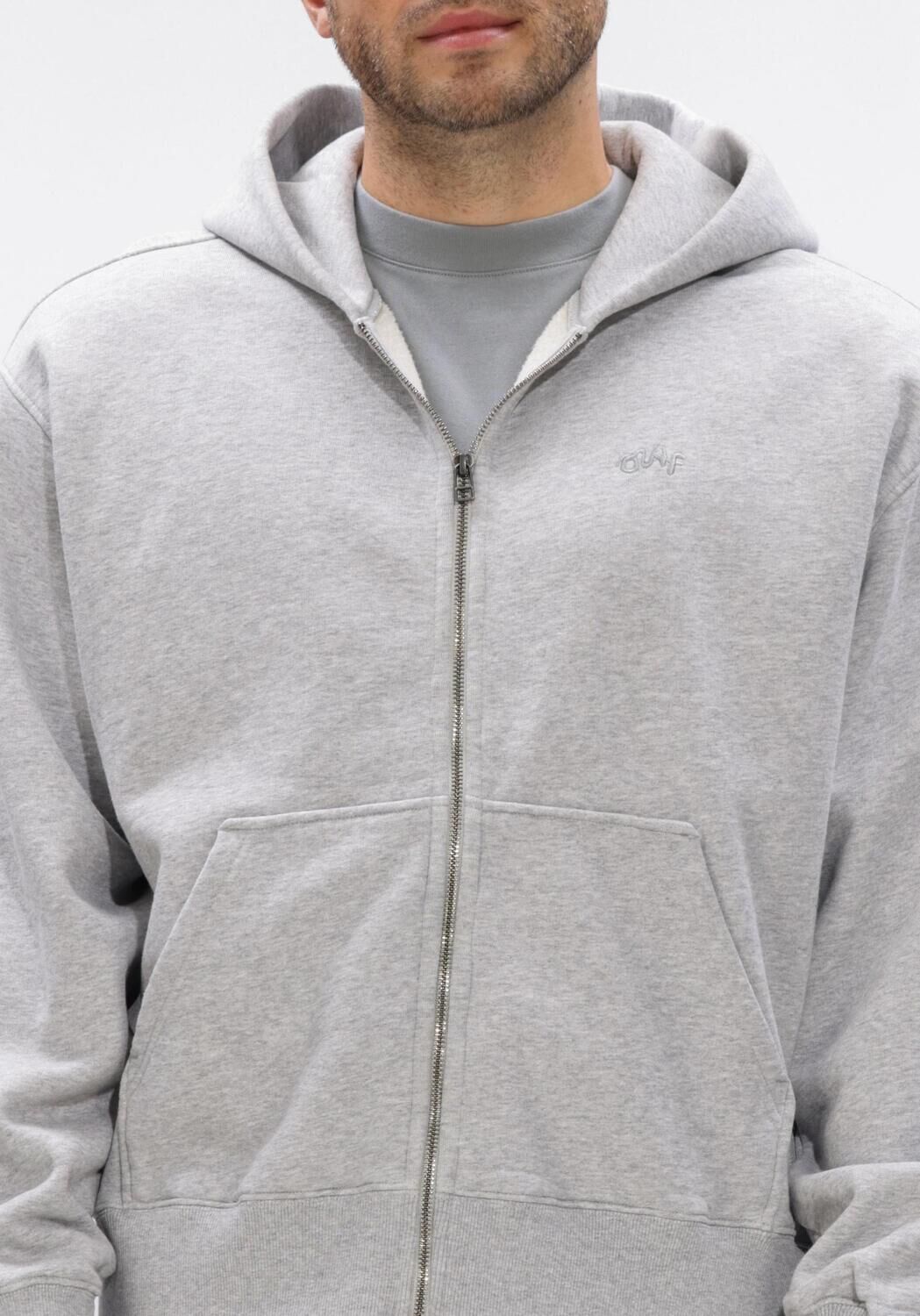 Lichtgrijze OLAF HUSSEIN Sweater SIGNATURE ZIP HOODIE - large