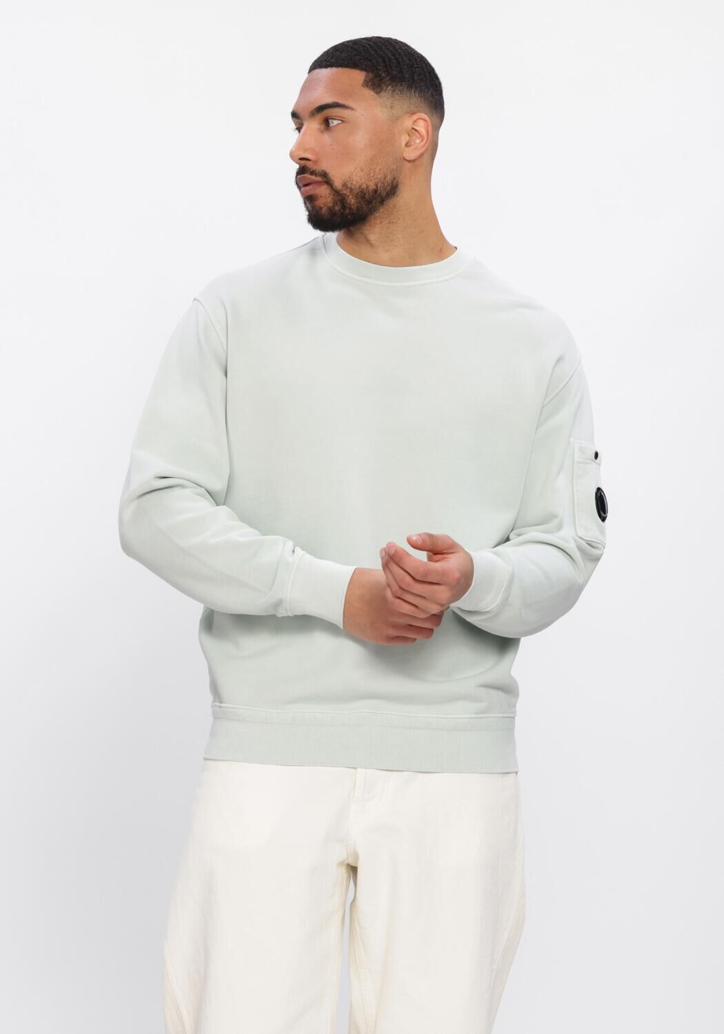 Mint CP COMPANY Trui COTTON DIAGONAL FLEECE CREWNECK LENS SWEATSHIRT - large