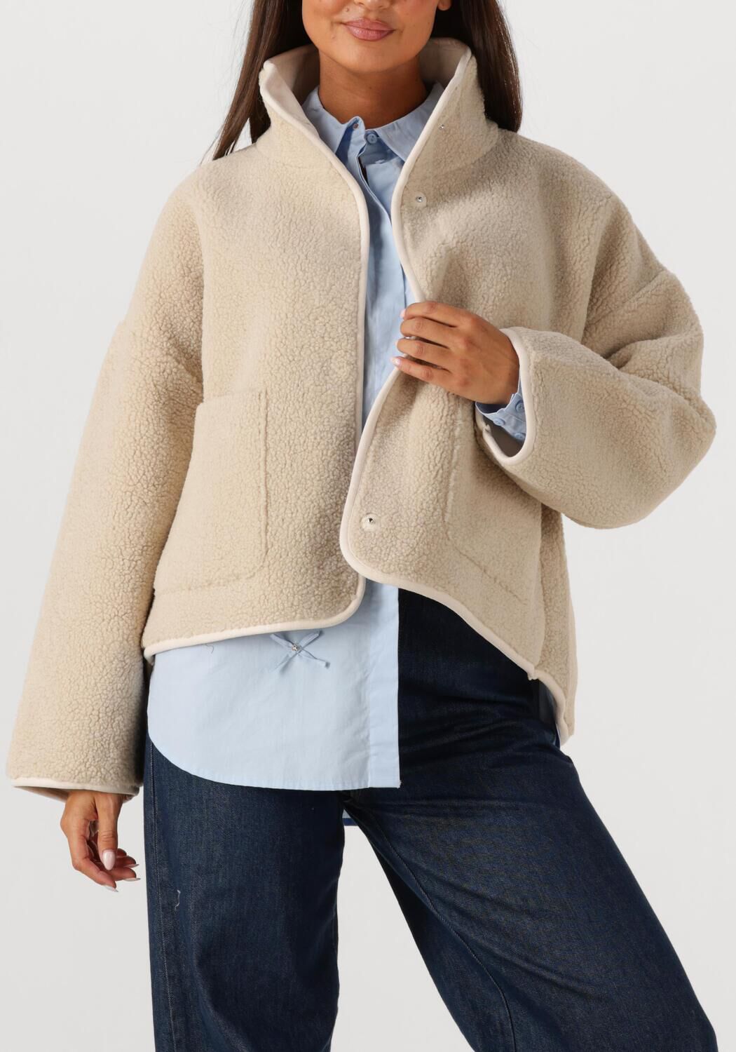 Beige KNIT-TED Teddy jas JILL - large