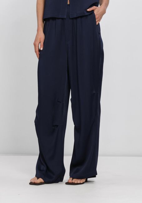 Donkerblauwe SEA ME HAPPY Wijde broek CHUCK PANTS SATIN CREPE - large
