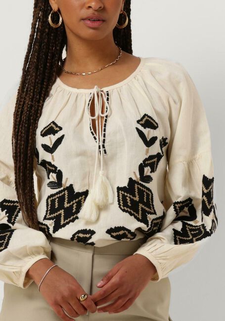 Gebroken wit SUMMUM Blouses TOP LINNEN HEAVY EMBROIDERY - large