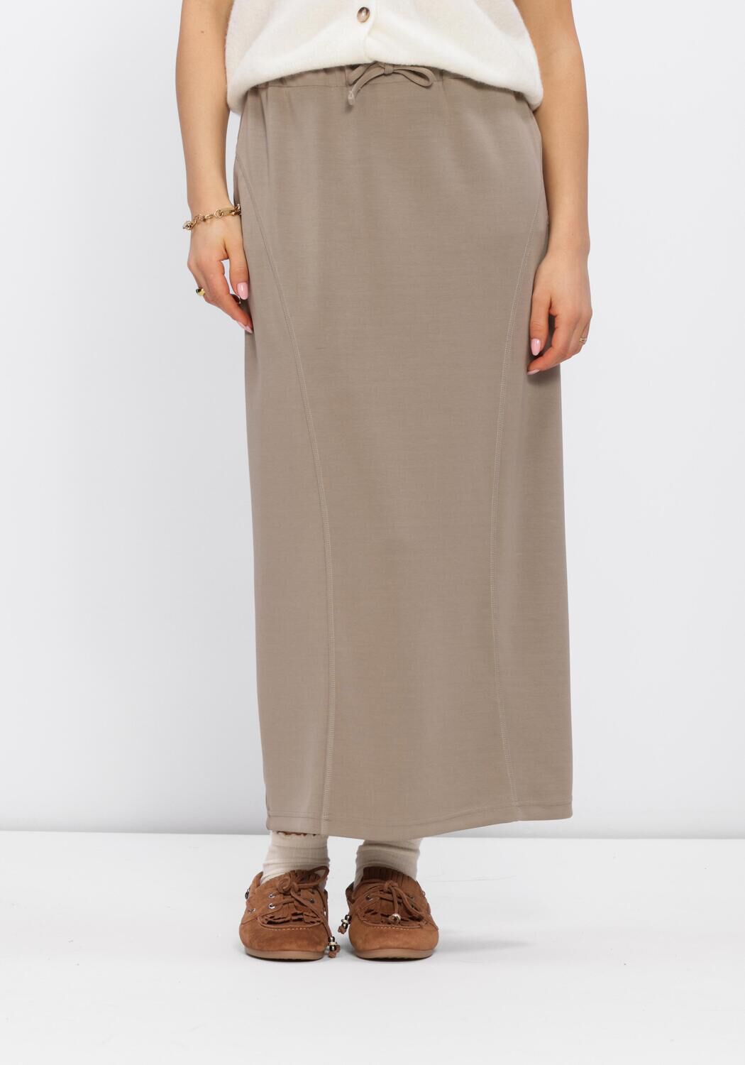 Aimee the Label Maxirok Dames Noella, Maat: L, Kleur: Taupe afbeelding 1