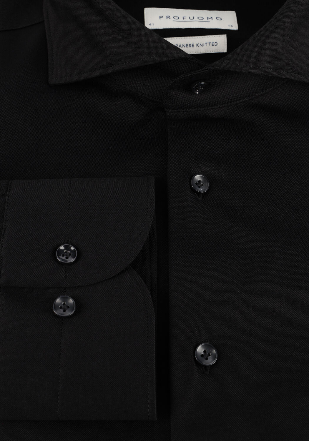 Zwarte PROFUOMO Klassiek overhemd SHIRT X-CUTAWAY JAPANESE KNITTED - large
