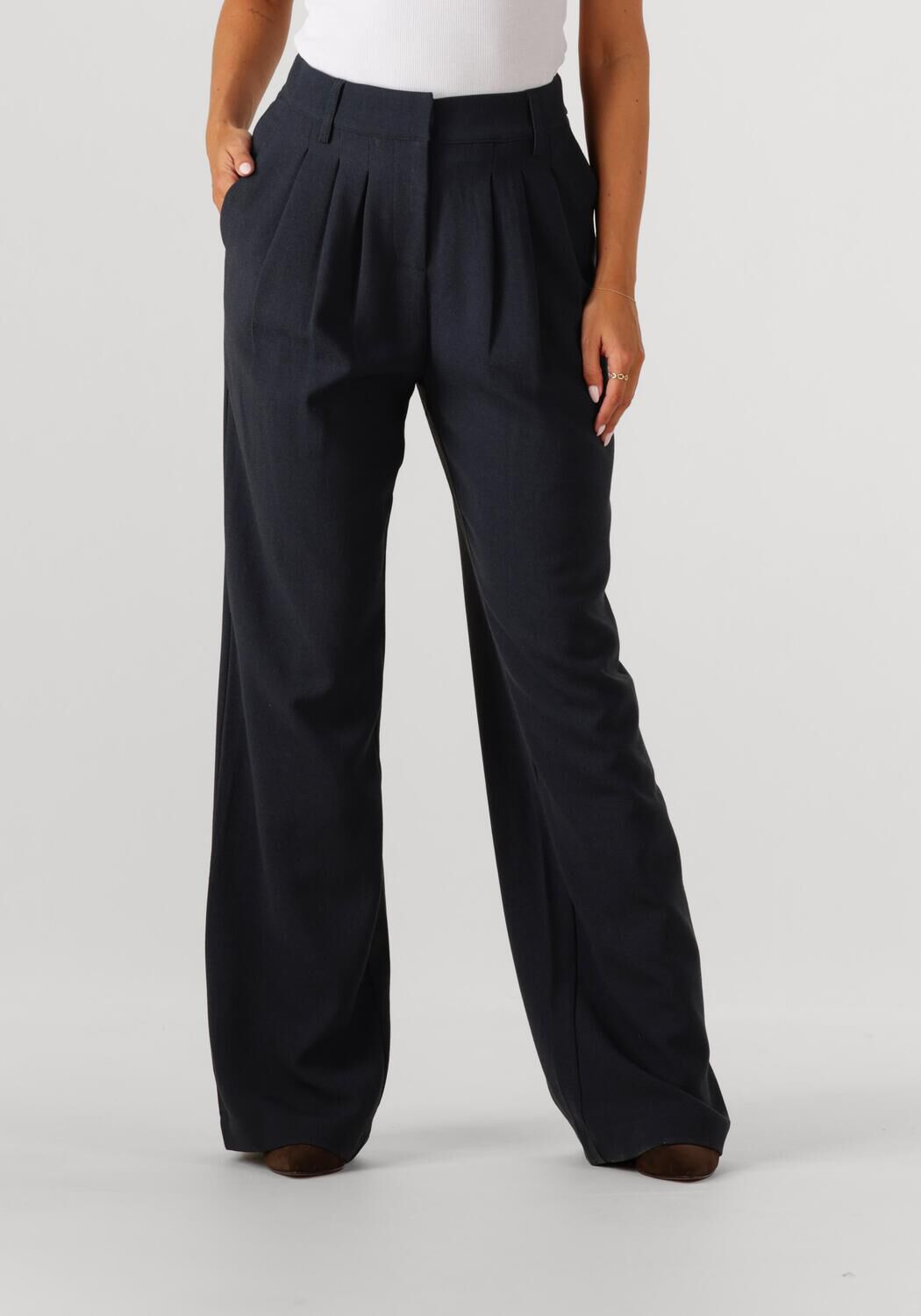 Co'Couture Pantalon Dames Marin Pleat Long Pant, Maat: L, Kleur: Donkerblauw afbeelding 1