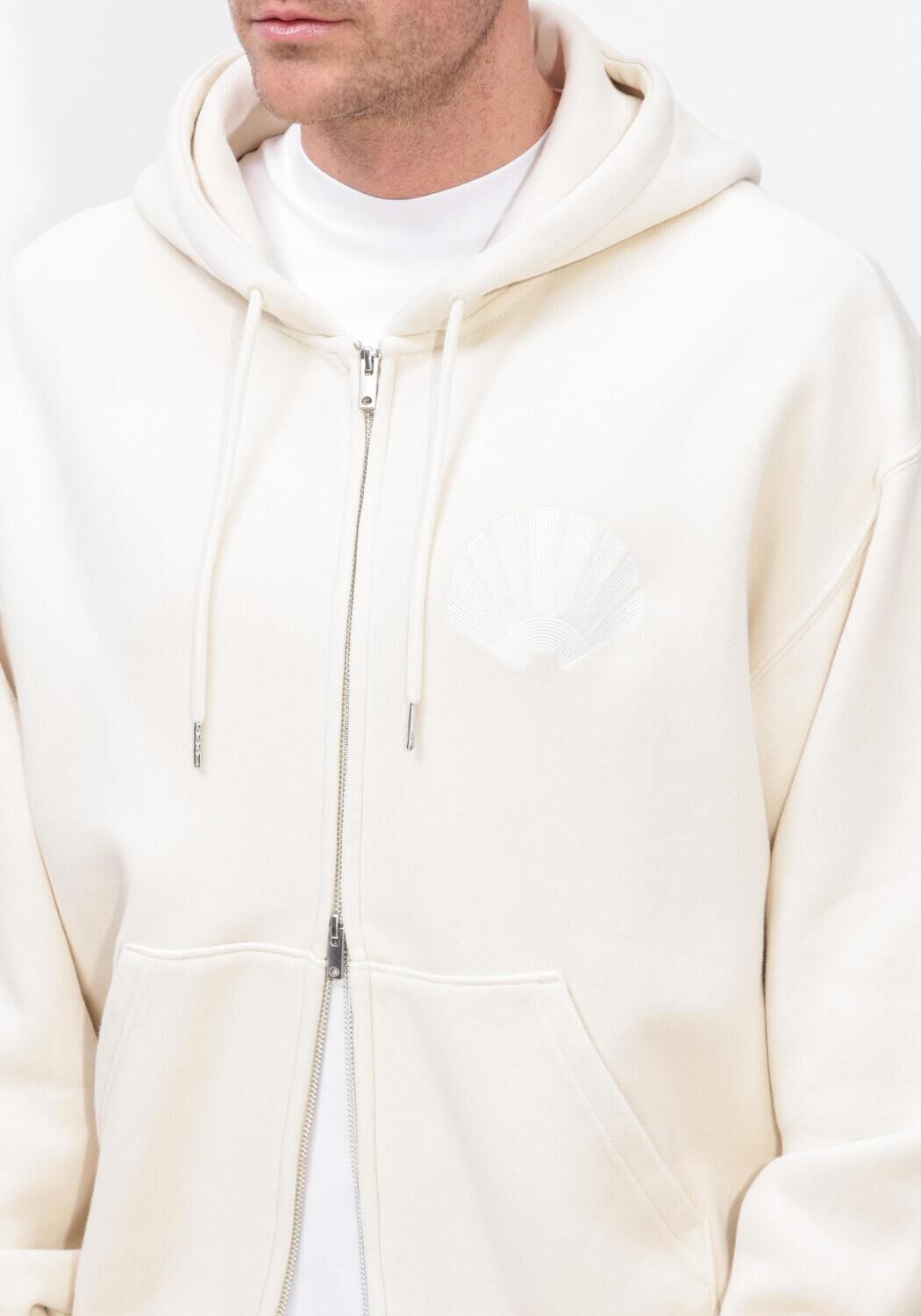 Ecru NEW AMSTERDAM SURF ASSOCIATION Sweater LOGO ZIP HOODIE ECRU/WHITE - large