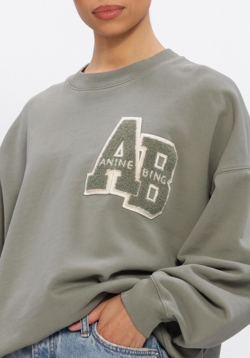 Groene ANINE BING Trui MILES SWEATSHIRT LETTERMAN - large