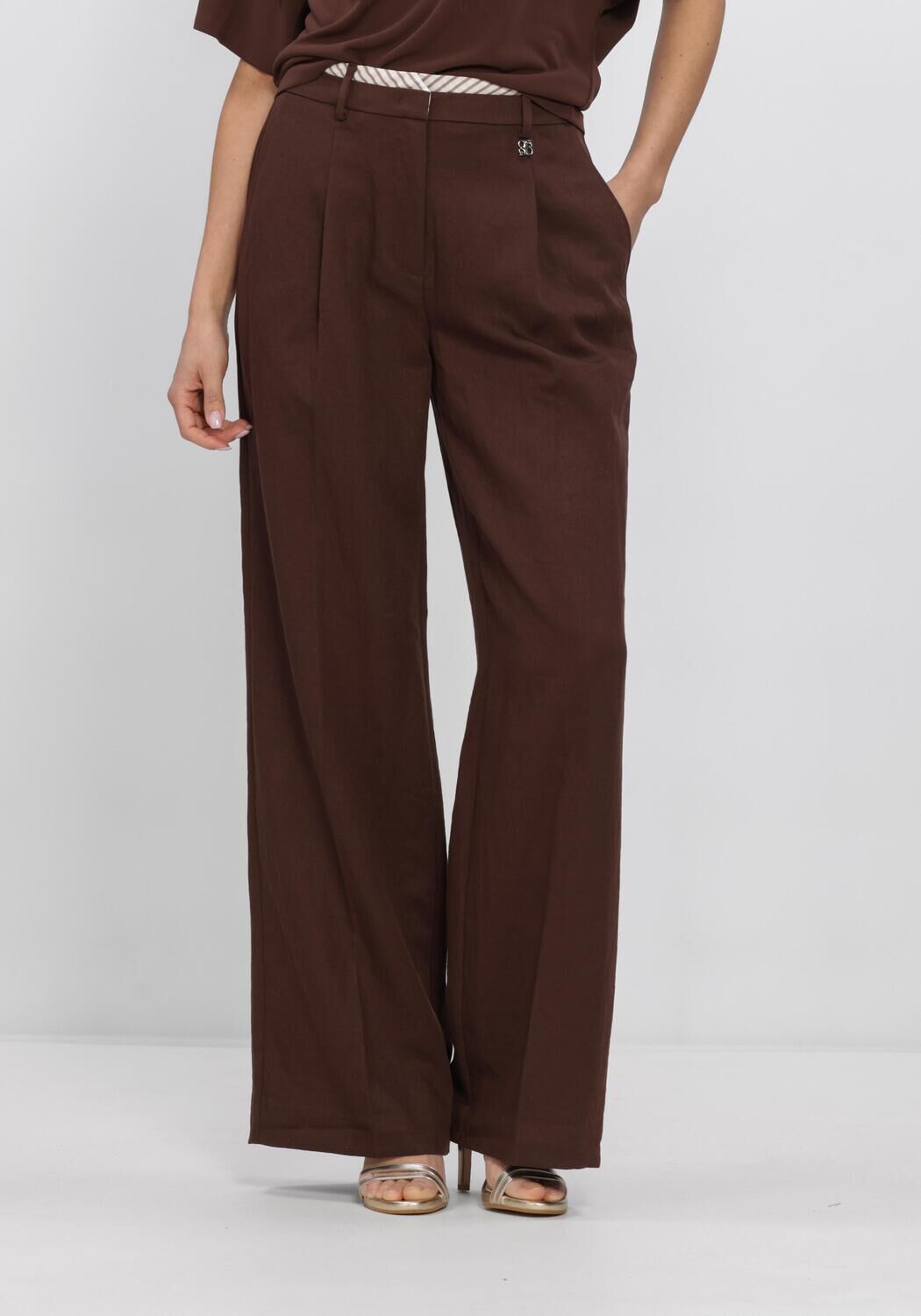 Dante6 Pantalon Dames Kenila Wide Leg Pants, Maat: 38, Kleur: Bruin afbeelding 1