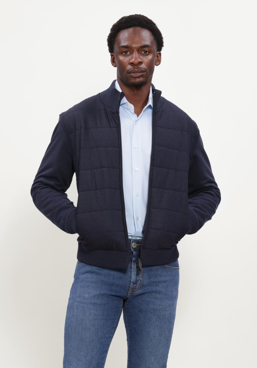 Fay Jack Heren Giubbino Zip Ricamo, Maat: L, Kleur: Donkerblauw afbeelding