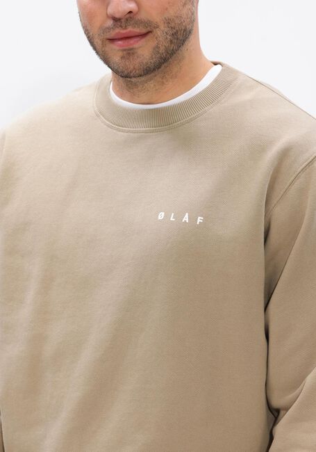 Beige OLAF HUSSEIN Sweater BRUSHSTROKE FACE CREWNECK - large