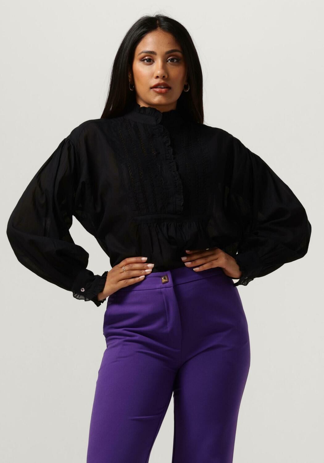 Antik Batik Blouse Dames Hitale Blouse, Maat: M, Kleur: Zwart