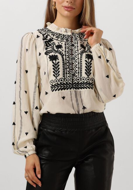 Witte SUMMUM Top TOP VISCOSE EMBROIDERED STRIPE - large