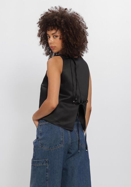 Zwarte GANNI Top CROSSOVER OPEN BLACK TOP - large
