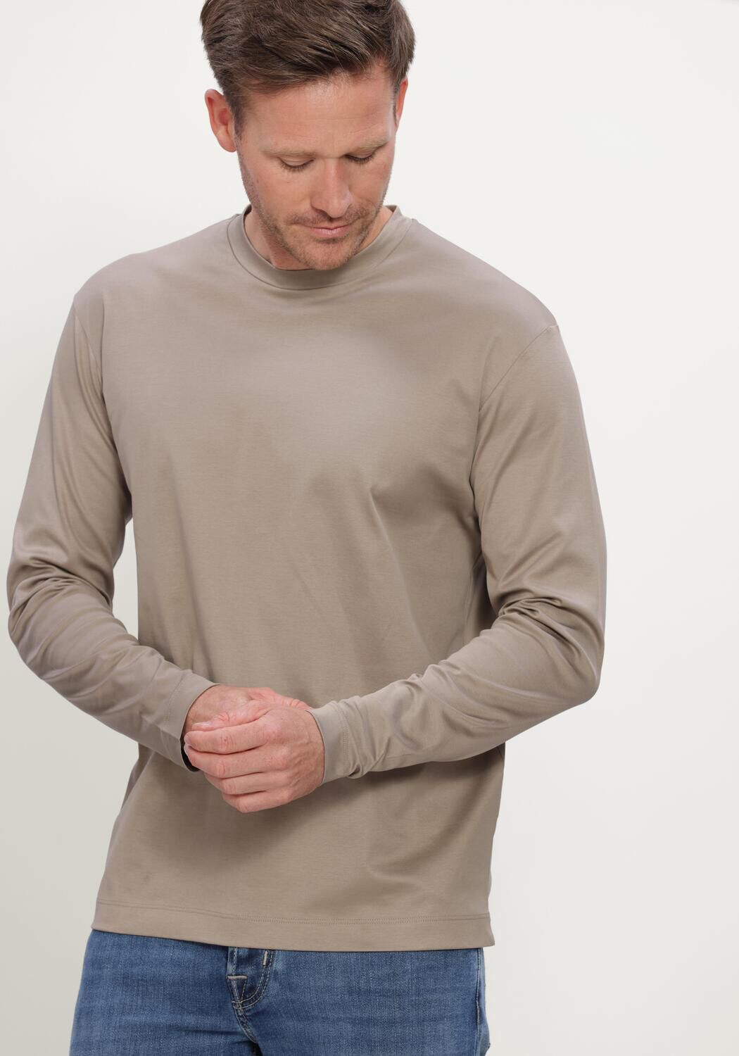 Taupe VALENZA T-shirt INTERLOCK SUPIMA T-SHIRT L/S - large