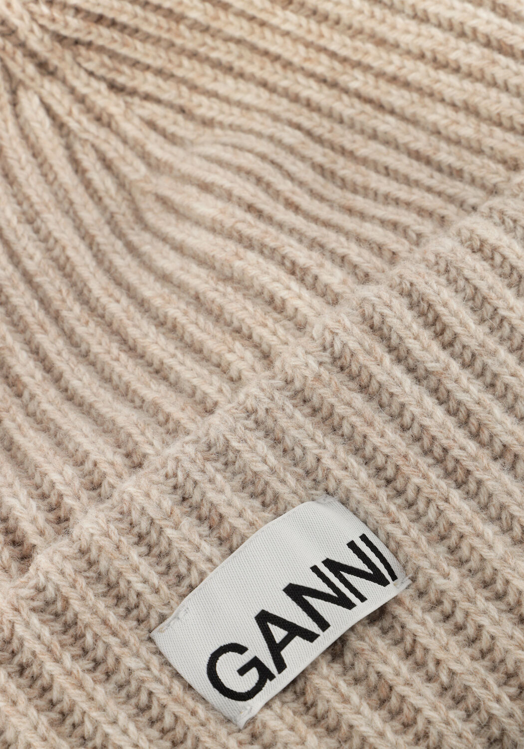 Beige GANNI Muts STRUCTURED RIB BEANIE - large