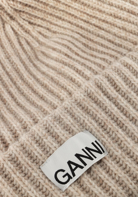 Beige GANNI Muts STRUCTURED RIB BEANIE - large