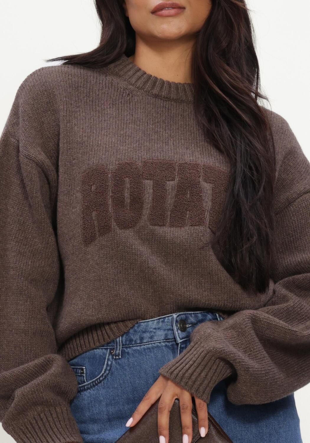 Bruine ROTATE Trui CREWNECK SWEATER - large