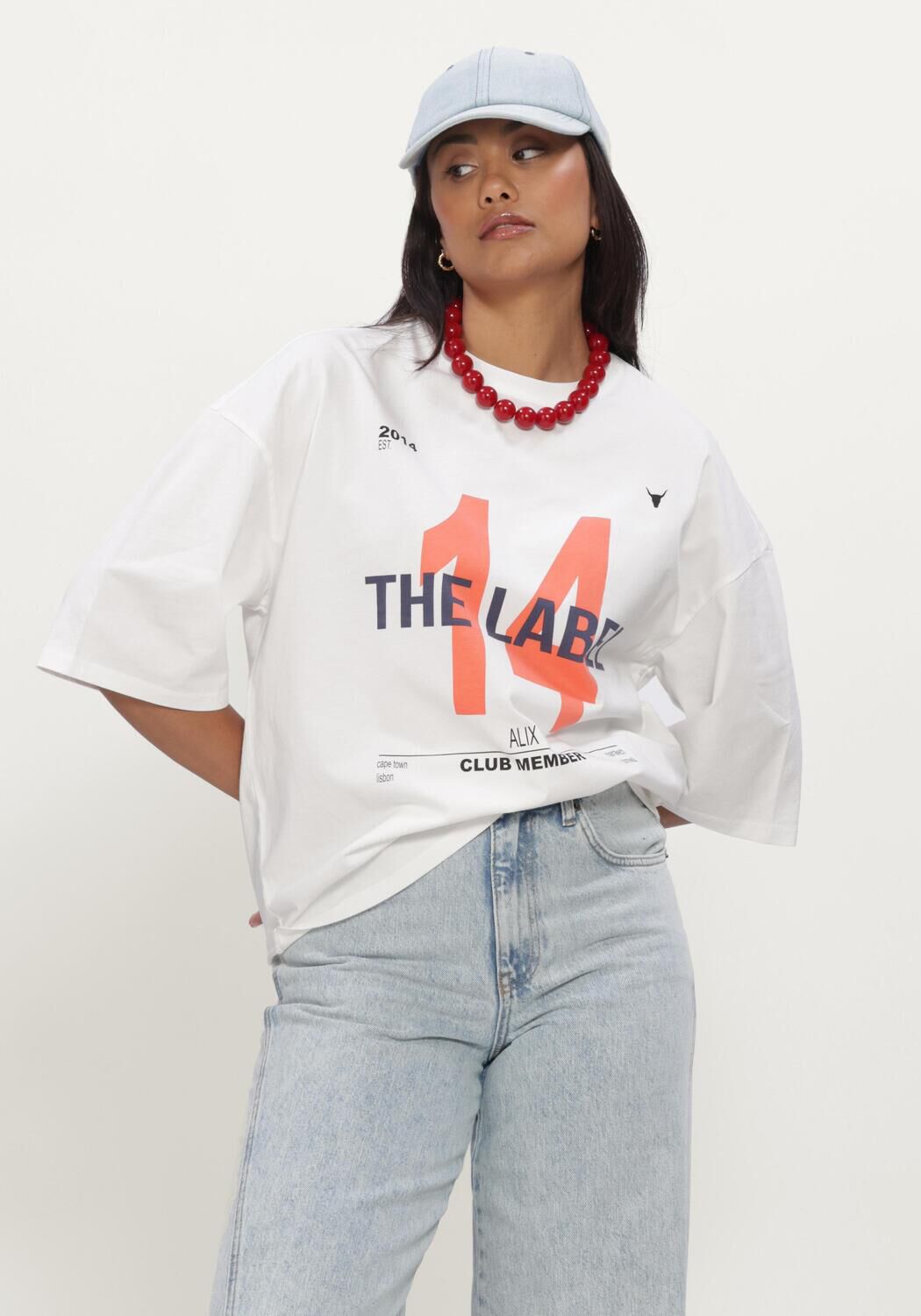 Witte ALIX THE LABEL Tops & T-shirts LADIES KNITTED 14 THE LABEL T-SHIRT - large