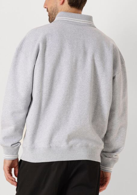 Lichtgrijze OLAF HUSSEIN Trui ZIP THROUGH KNITTED MOCK NECK - large