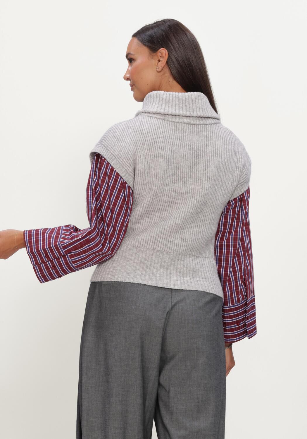 Lichtgrijze CO'COUTURE Spencer ROWCC ZIP KNIT VEST - large