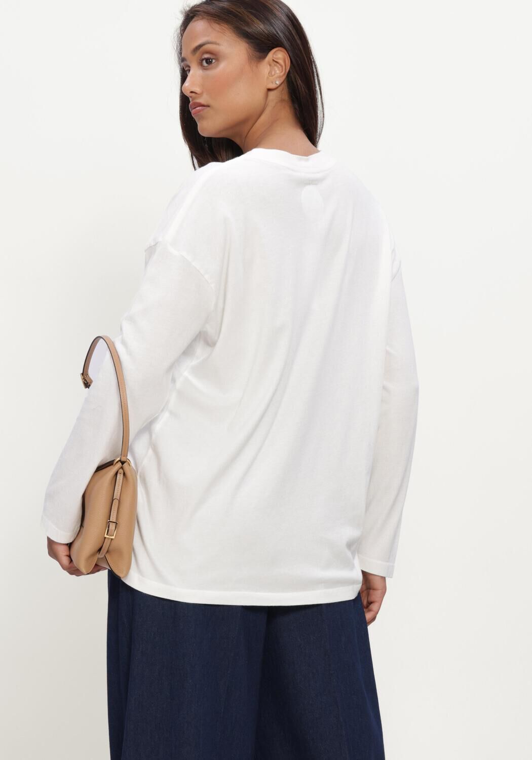 Witte ANINE BING Top IVAN LONG SLEEVE NEW YORK STENCIL - large