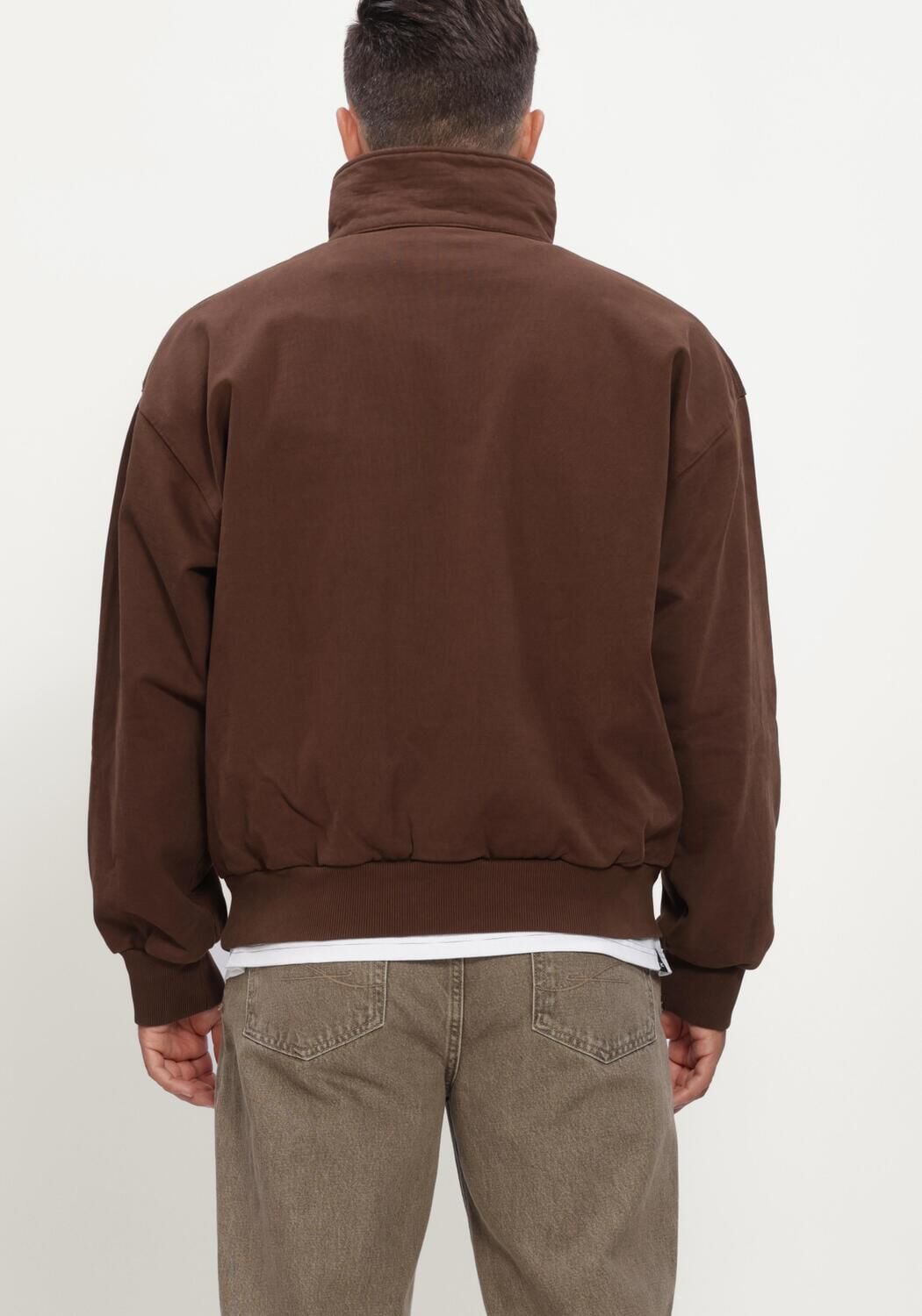 Bruine BRAM'S FRUIT Trui SCRIPT LOGO QUARTER ZIP - large