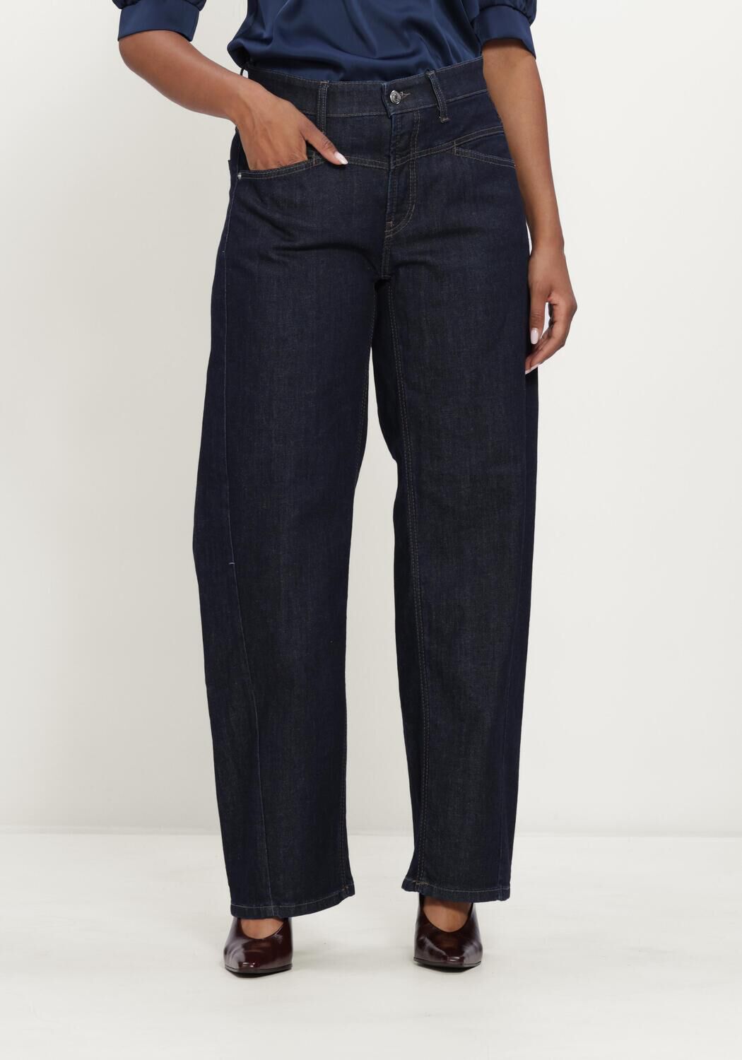 Donkerblauwe CAMBIO Wide jeans ORNELLA - large