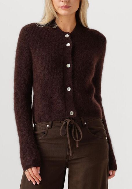 Bruine SECOND FEMALE Vest ANDREA KNIT RIB LS CARDIGAN - large