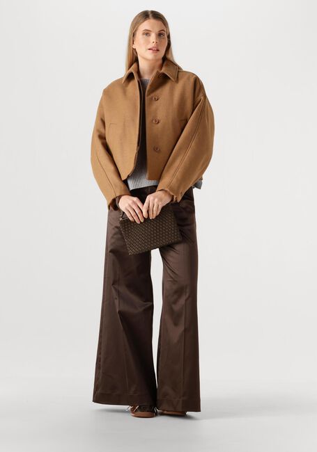 Bruine SEA ME HAPPY Wijde broek SUPER WOODY SHINY COTTON - large