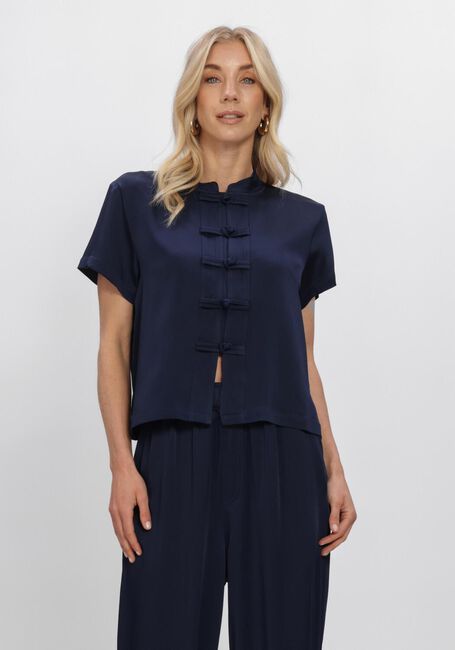 Donkerblauwe SEA ME HAPPY Top LOTUS TOP SATIN CREPE - large