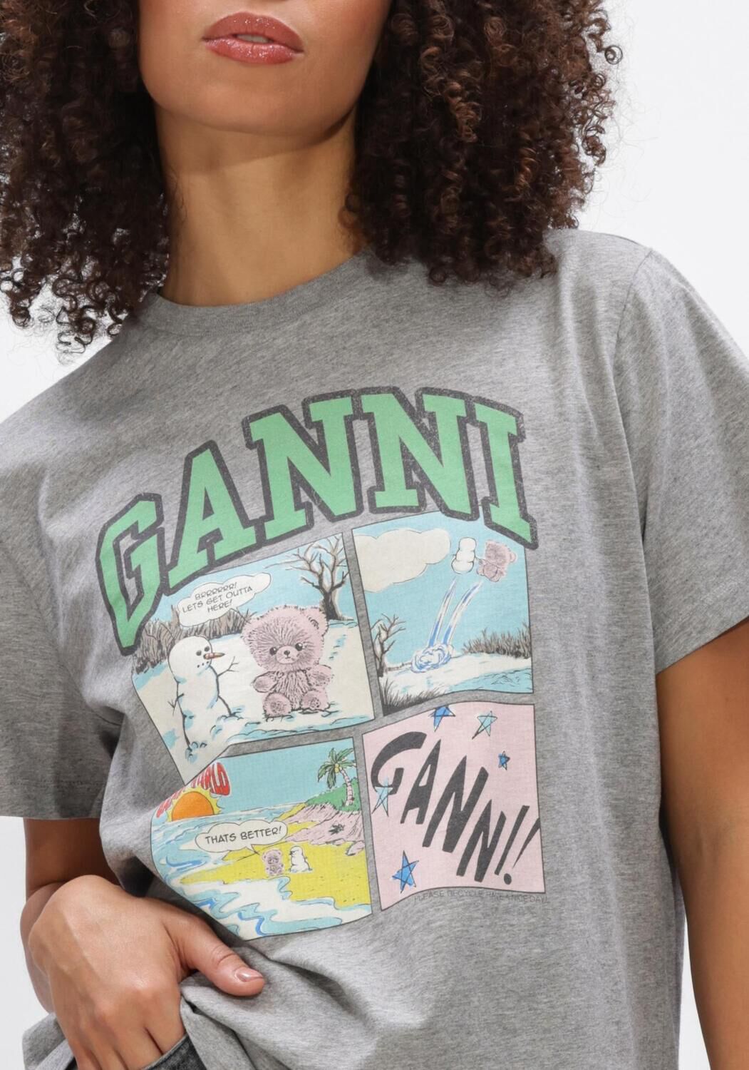 Grijze GANNI Tops & T-shirts BASIC COTTON JERSEY BEAR COMIC TEDDY - large