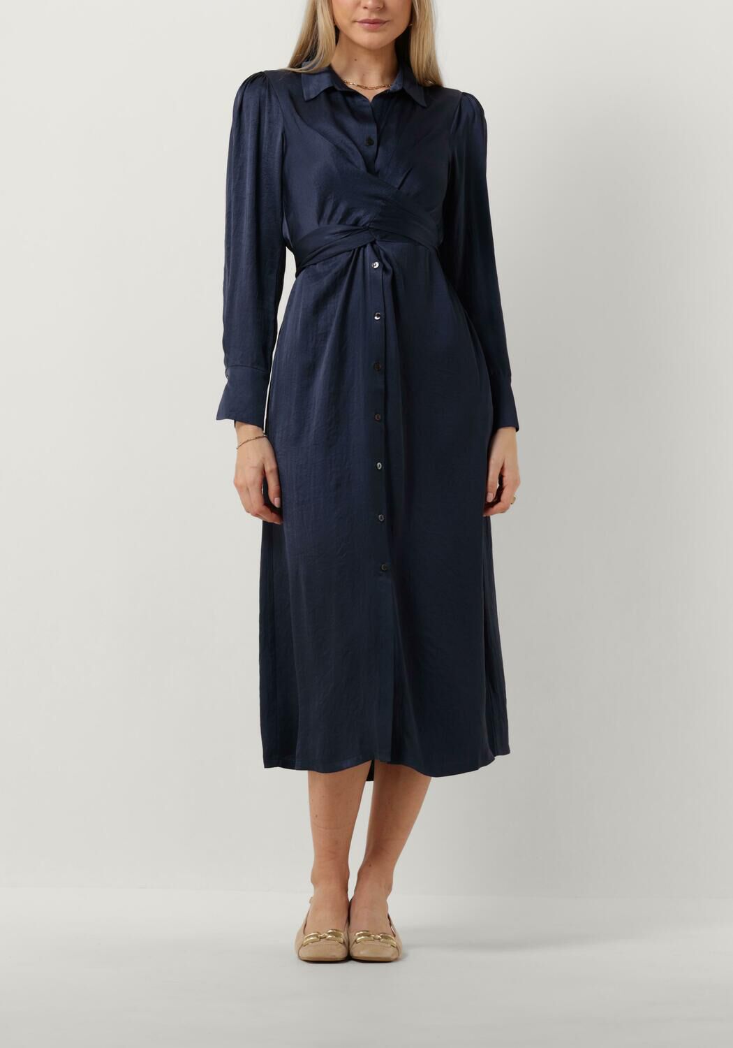 Donkerblauwe midi jurk new arrivals