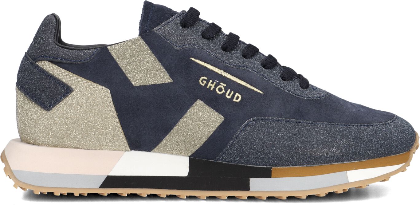 Ghoud Lage Sneakers Dames Uni Sue Glitter Sneaker, Maat: 40, Materiaal: Suède, Kleur: Blauw
