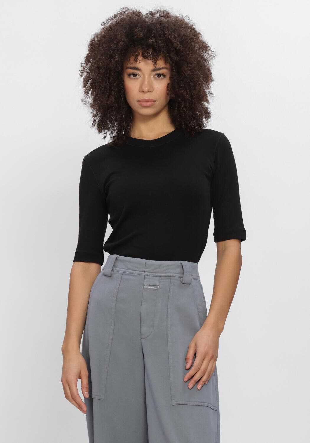 Zwarte CLOSED Top CREWNECK SHORTSLEEVE - large