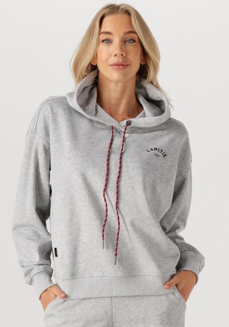 Lichtgrijze HAUTE L'AMITI&Eacute; Sweater MINI CURVE HOODIE SWEAT - large