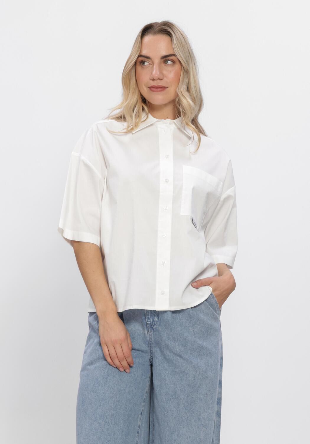 Witte ALIX THE LABEL Blouses LADIES WOVEN CLEAN POPLIN SHORTSLEEVE BLOUSE - large