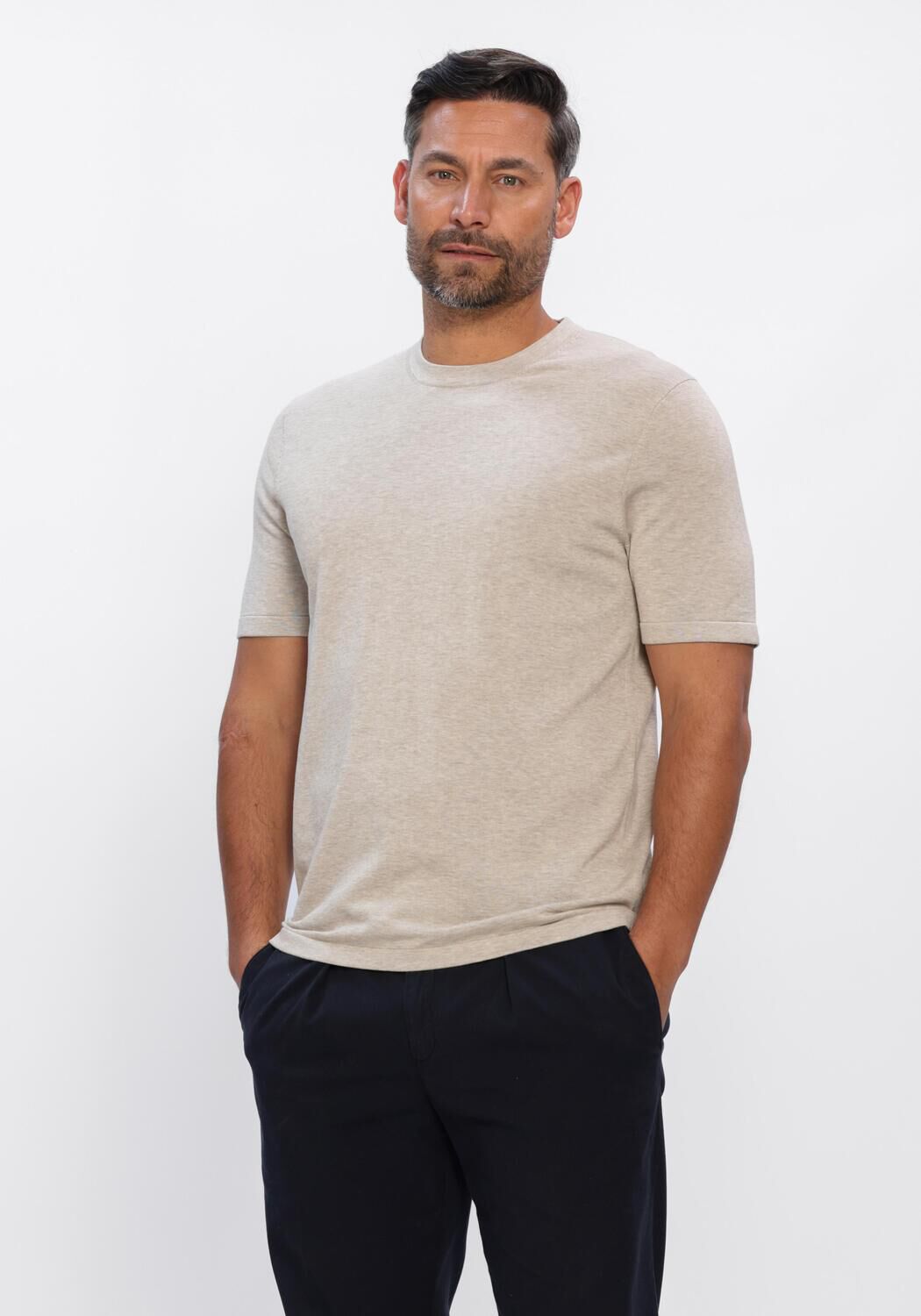 Profuomo T-shirt Knitted Beige