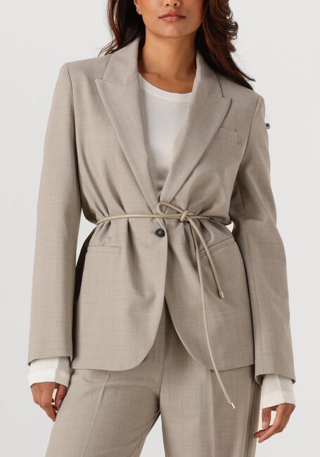 Beige FORTE FORTE Blazer WOOL BLEND CANVAS BELTED MASCULINE JACKET - large