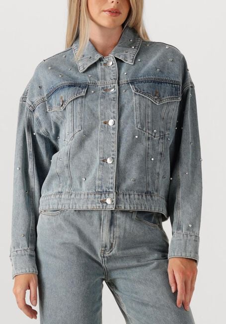 Blauwe ALIX THE LABEL Spijkerjas LADIES WOVEN EMBELLISHED DENIM JACKET - large