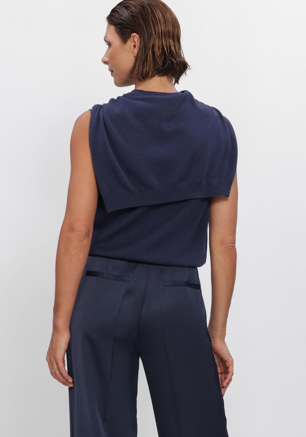 Donkerblauwe DANTE6 Top FRAYA DOUBLE LAYERED SWEAT - large