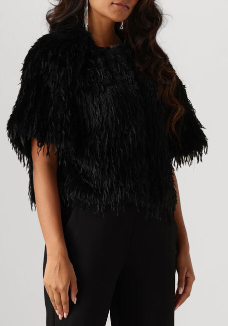 Zwarte SUMMUM Vest SHORTSLEEVE JACKET FAUX FEATHER FUR - large