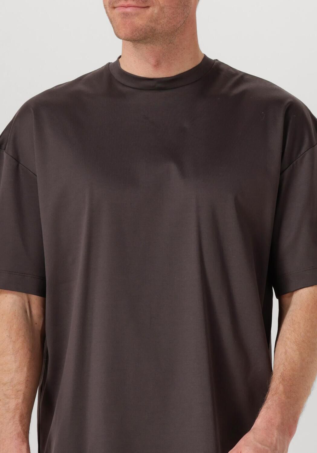 Grijze VALENZA T-shirt 1026 INTERLOCK SUPIMA OVERSIZED T SHIRT - large