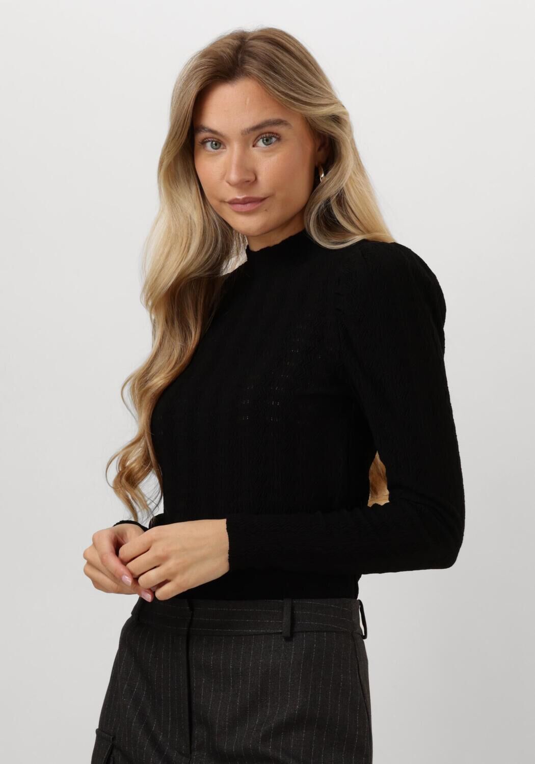 AAIKO Longsleeve Dames Ivona Zig-zag Pes 169, Maat: L, Kleur: Zwart
