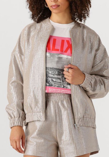 Zilveren ALIX THE LABEL Jack LADIES WOVEN FOIL JACKET - large