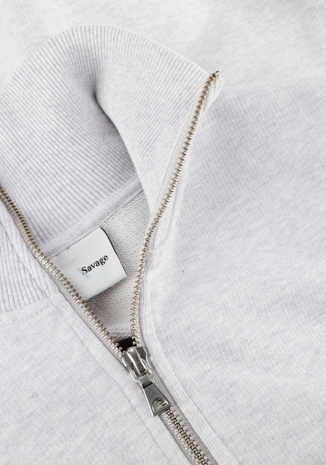 Lichtgrijze THE SAVAGE REPORT Sweater HALF ZIP - large