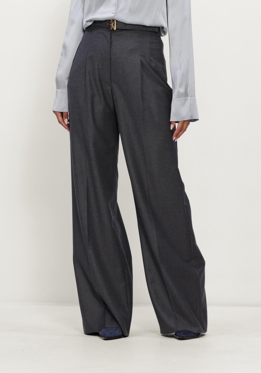 Grijze NATAN Wijde broek PANTALON AVEC CEINTURE - large